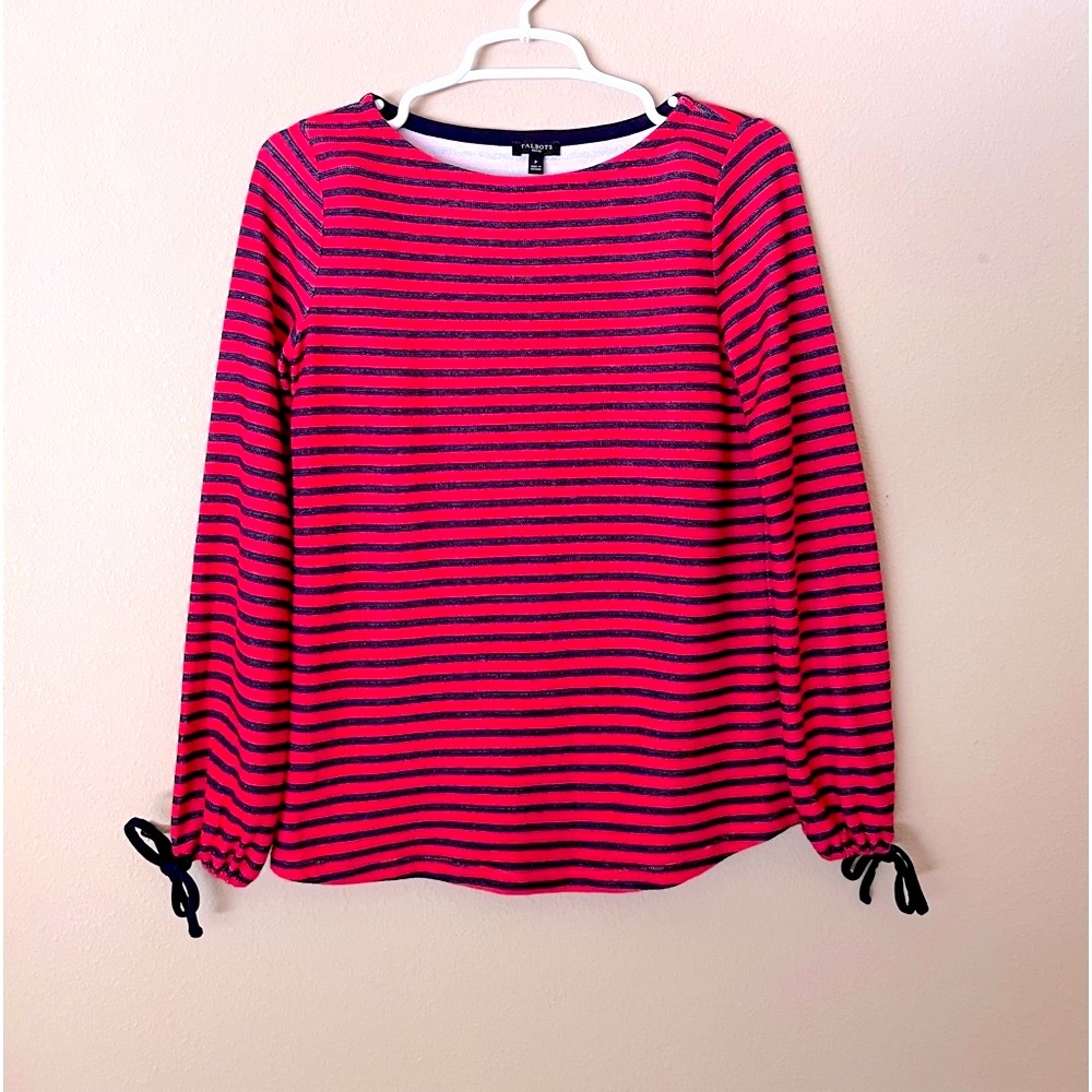 Talbots 2P Red Navy Blue Top